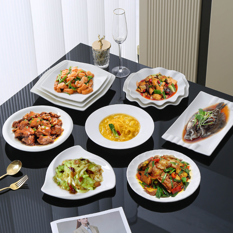 异形盘子菜盘商用家用不规则白色陶瓷餐盘酒店餐具饭店专用凉菜盘