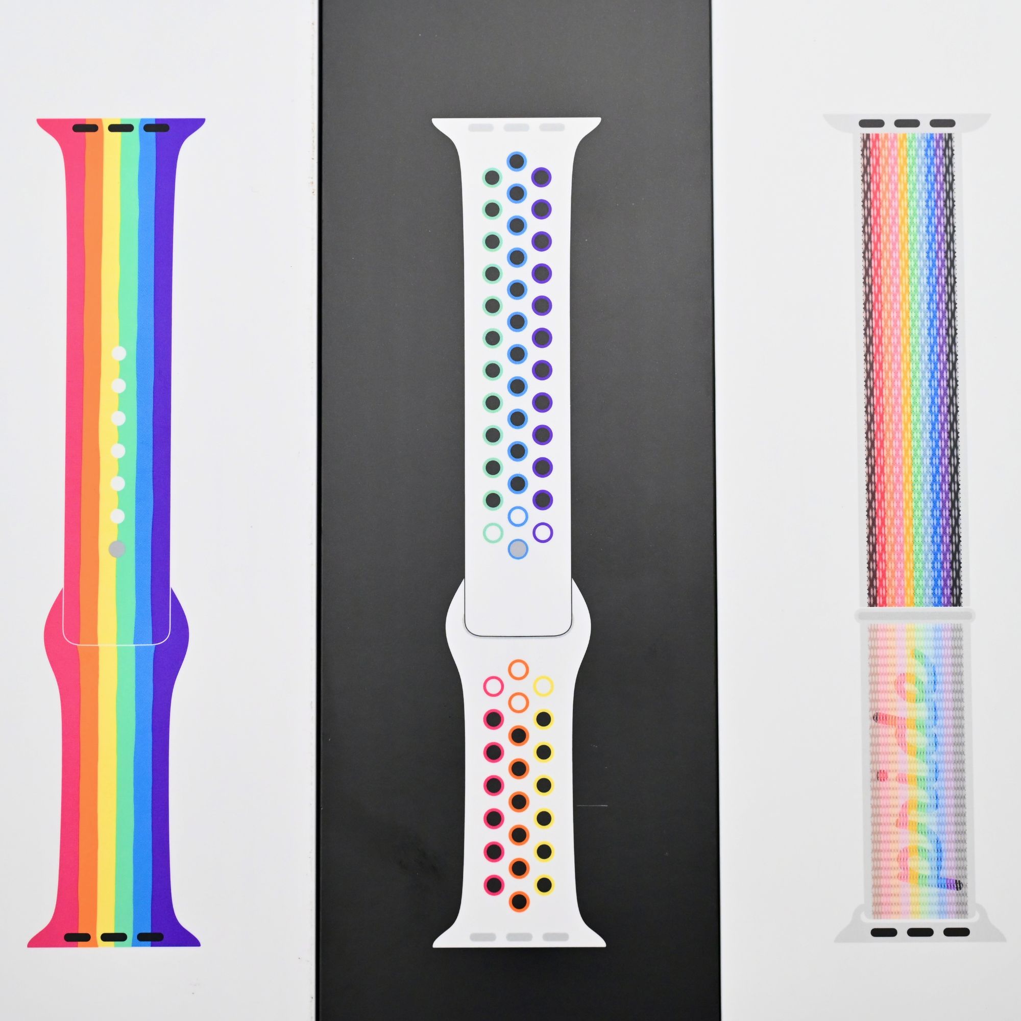 准新品 Apple/苹果 apple watch 原装耐克彩虹洞洞运动硅胶表带 