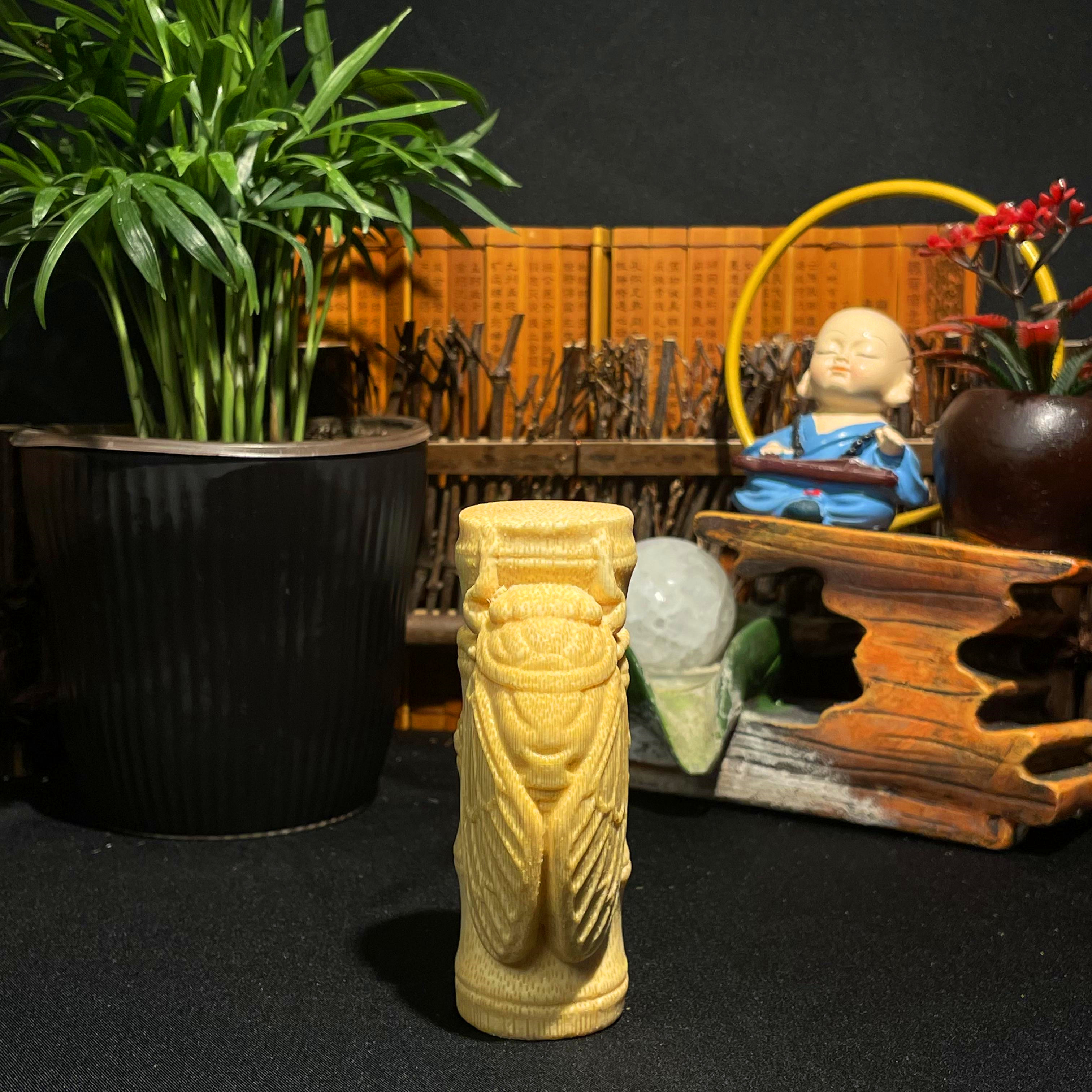 【小马哥链接】竹雕刻 蝉  一鸣惊人  实心竹雕刻精品  浮力 直接拍