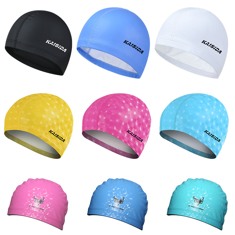 泳帽女长发防水护耳游泳pu布帽男女舒适成人不勒头帽子时尚通用