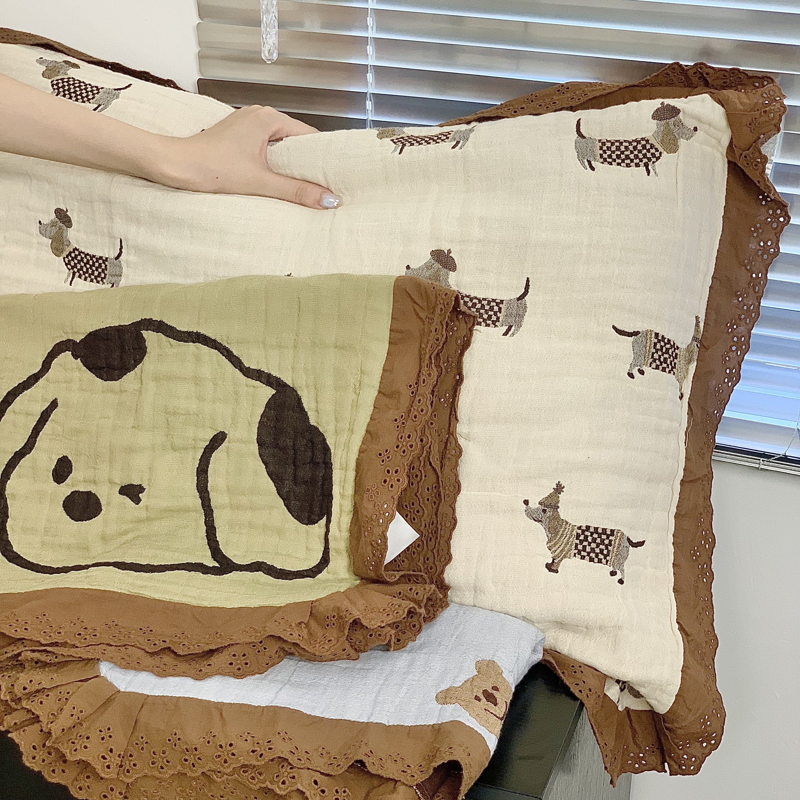 韩系全棉纱布厚柔软吸汗亲肤透气A类泡泡纱可爱复古学生家用枕巾