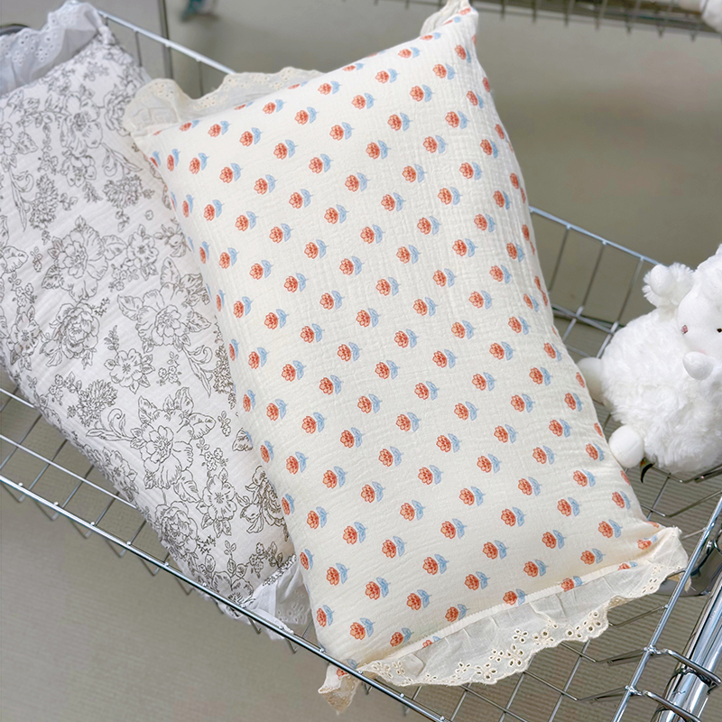 全棉纱布儿童枕幼儿园枕头纯棉透气吸汗宝宝柔软枕套A类四季可用