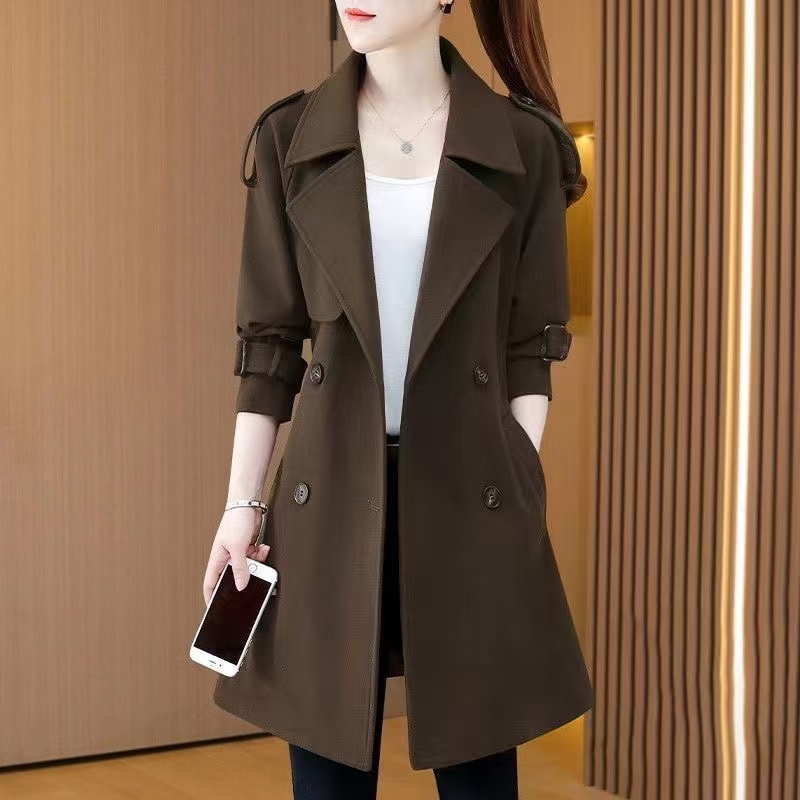 杭州意法呢子风衣外套女2025春秋新款高级感系腰带中长款大衣