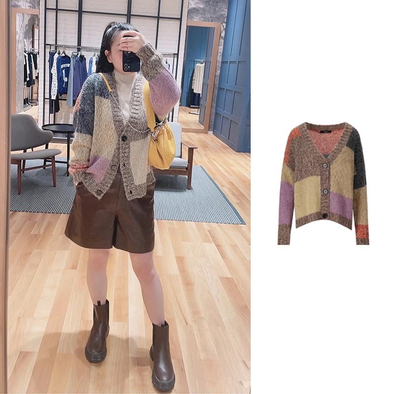 全新未使用 MaxMara WEEKEND 拼色马海毛V领开衫 CAMERA