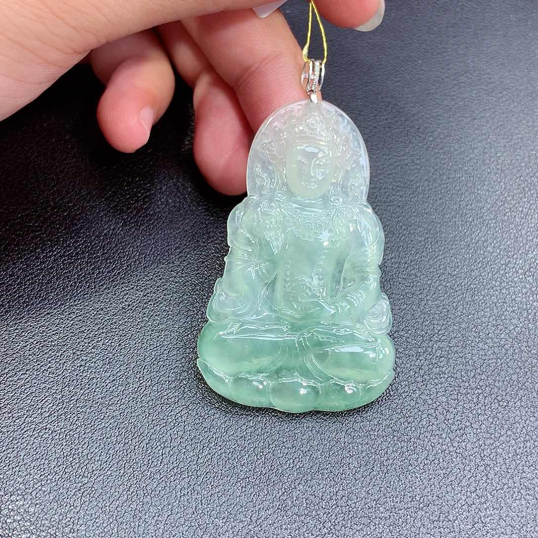 翡翠吊坠(赠链)18K金镶嵌