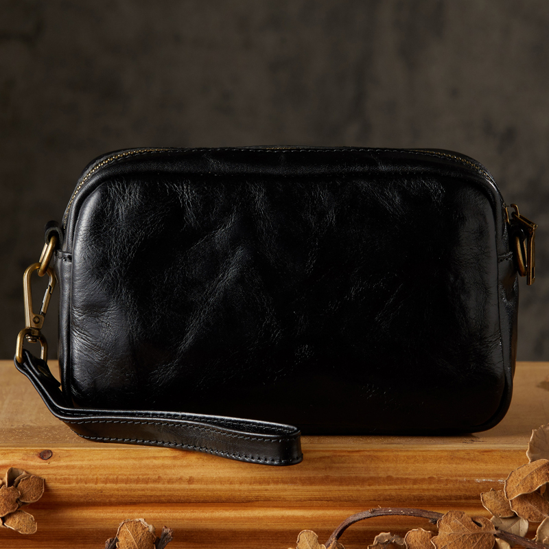 手工真皮手拿包男士多功能复古个性手包植鞣牛皮单肩斜挎包手机包