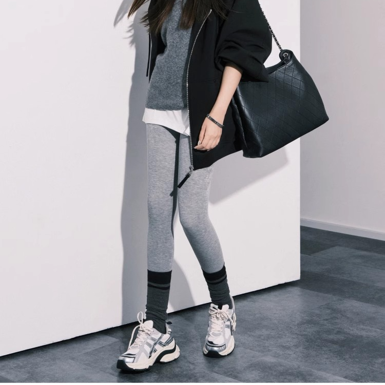 【现货】美洋MEIYANG壁炉打底裤高密加绒加厚3D罗纹高腰弹力紧身ins