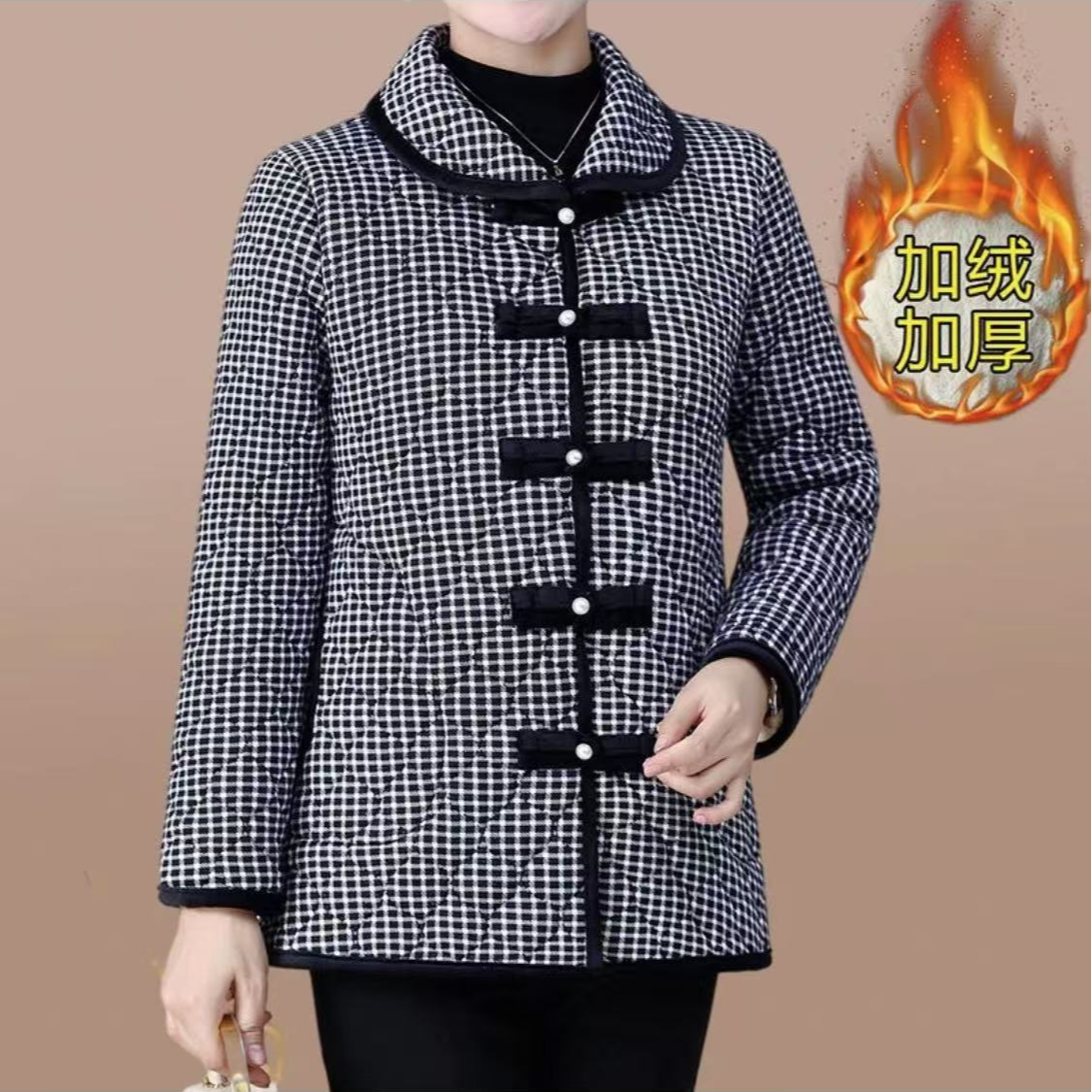 妈妈冬装高端时尚复古盘扣加厚小棉袄中老年女民族风洋气棉衣1761