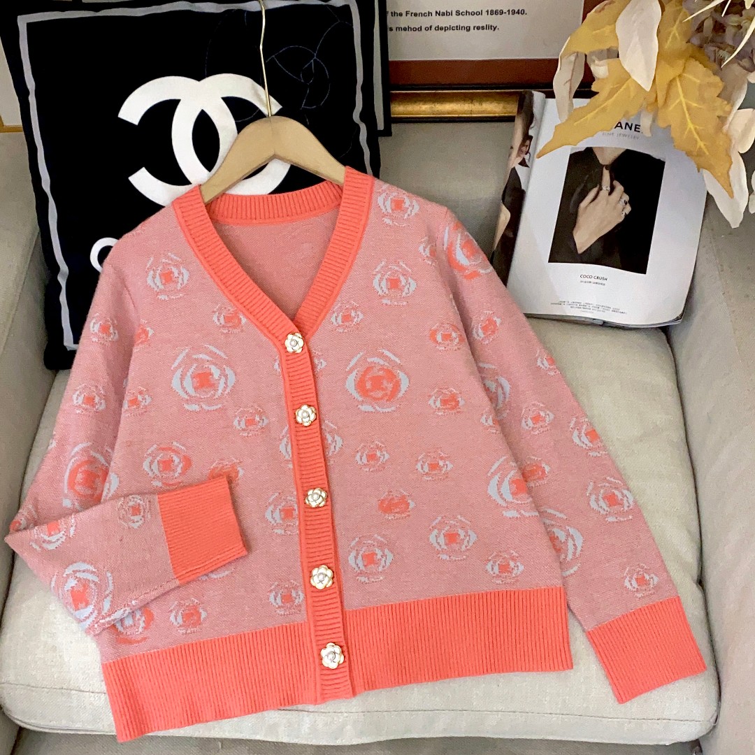  【精选大码80-200斤】提花气质撞色V领开衫上衣款1513