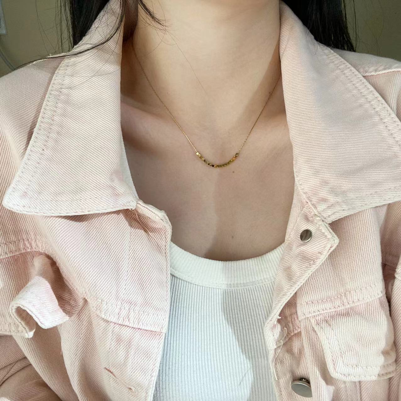钛钢项链 8593小方块方糖锁骨链极简精致轻奢小众温柔女ins