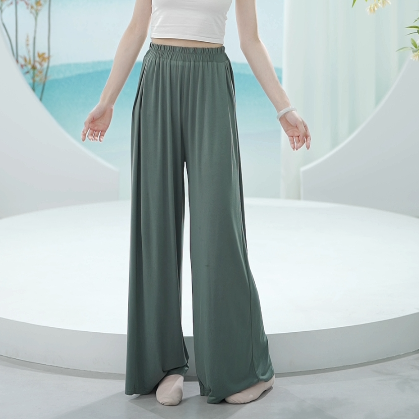 8065 D长款阔腿裤2024年新款舞蹈服练功服女现代形体宽松瑜伽裤