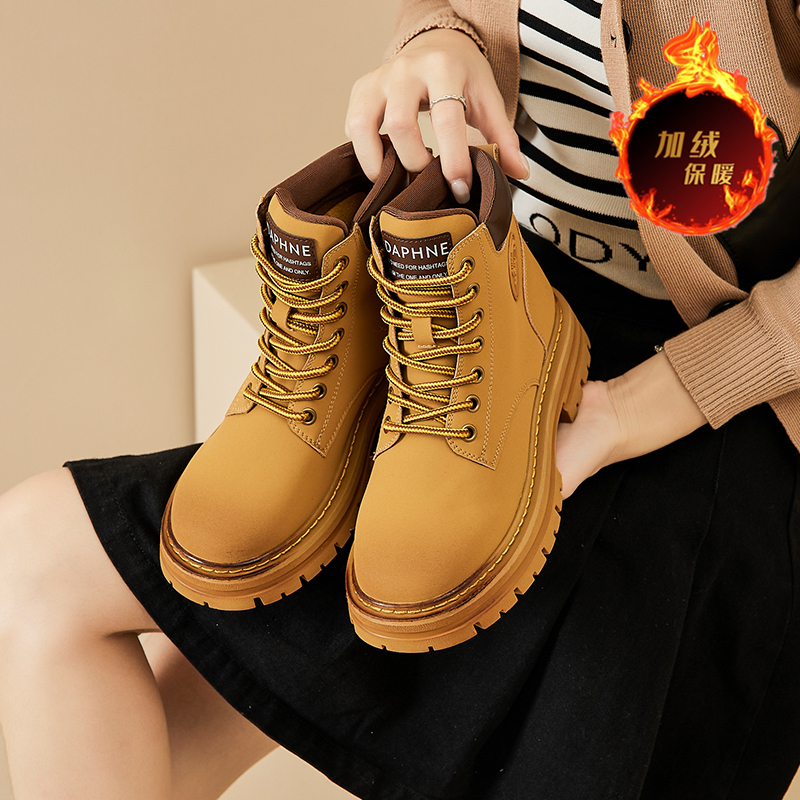 达芙妮踢不烂大黄蜂马丁靴女款2025新款秋冬大黄靴工装风加绒短靴商品图