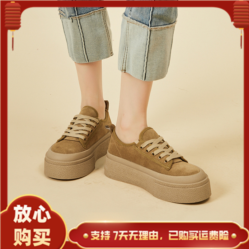 达芙妮秋季正品泫雅风高颜值圆头松糕鞋网红爆款春秋休闲运动百搭