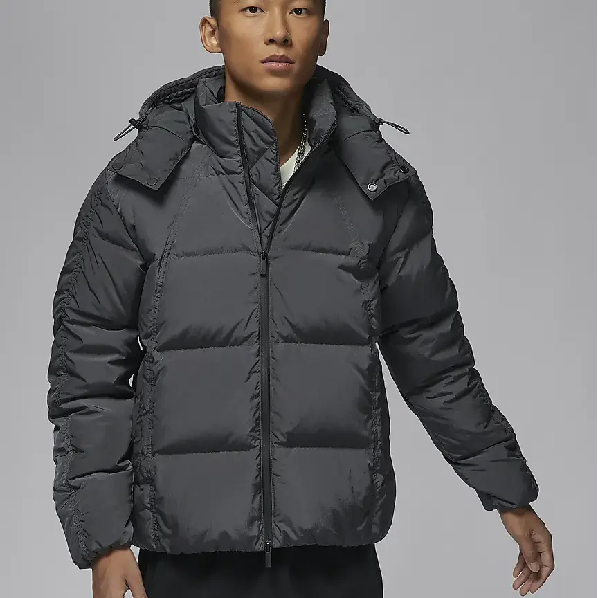 NIKE/耐克男款 AJ DOWN JKT 短款 黑灰连帽保暖羽绒服-FV7220-060