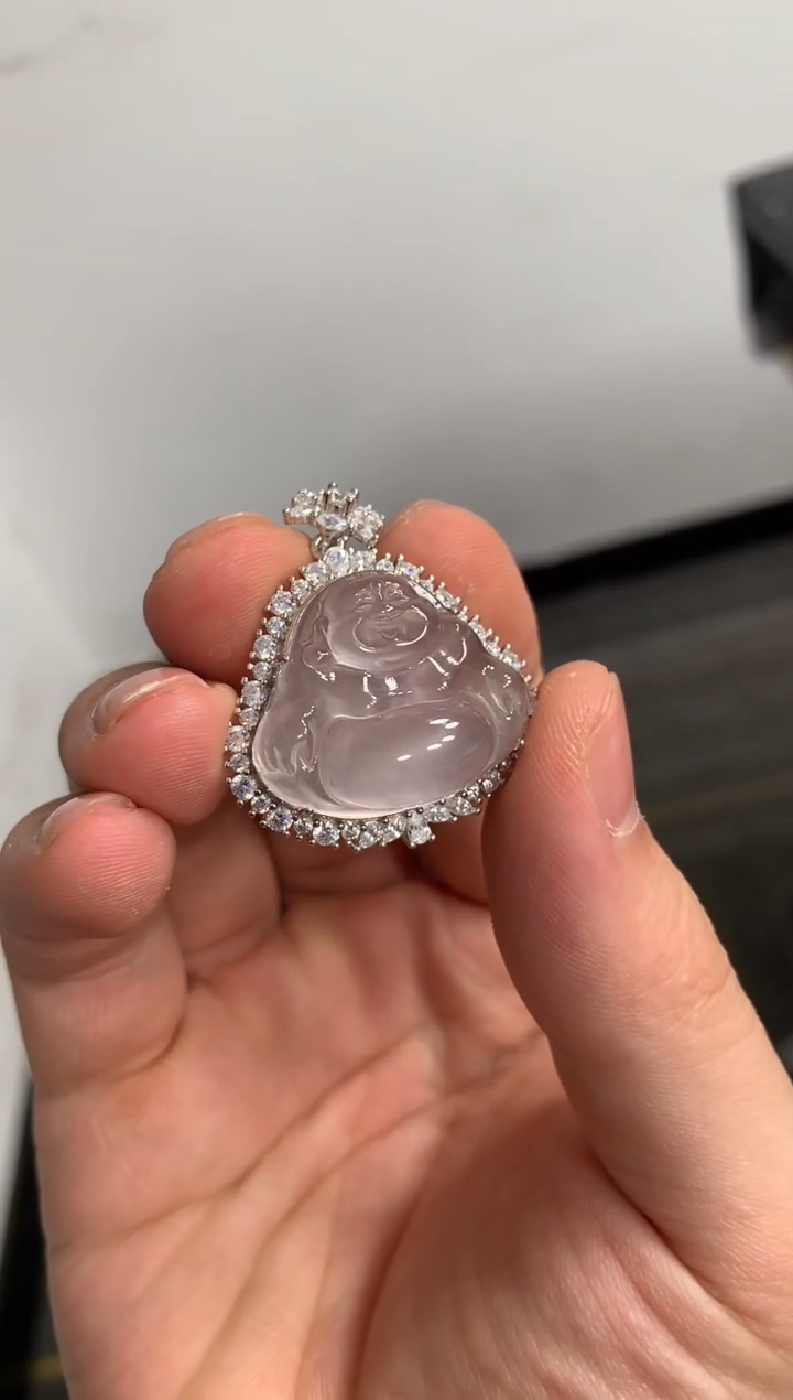 【闪购商品】石英质玉挂件银S925镶嵌佛公一件XQ