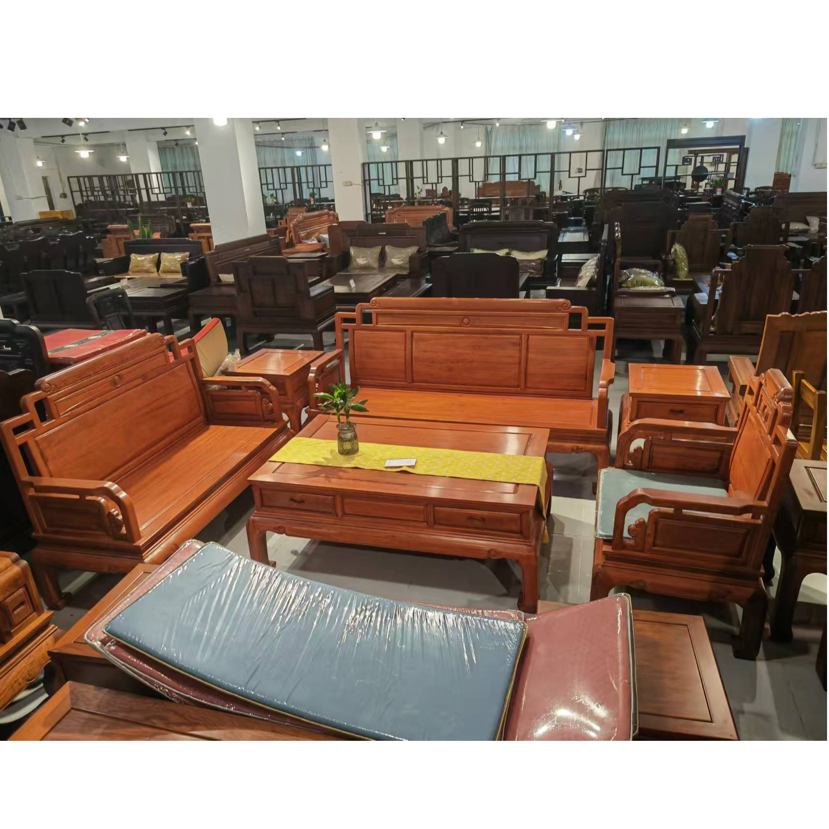 实木客厅简约六件套沙发