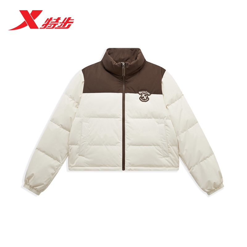 特步立领羽绒服女加厚保暖外套羽绒服976428190499