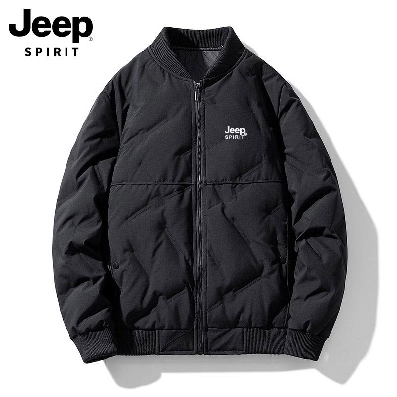 Jeep吉普羽绒服男士冬季新款潮流加厚白鸭绒防寒黑色棒球服外套男