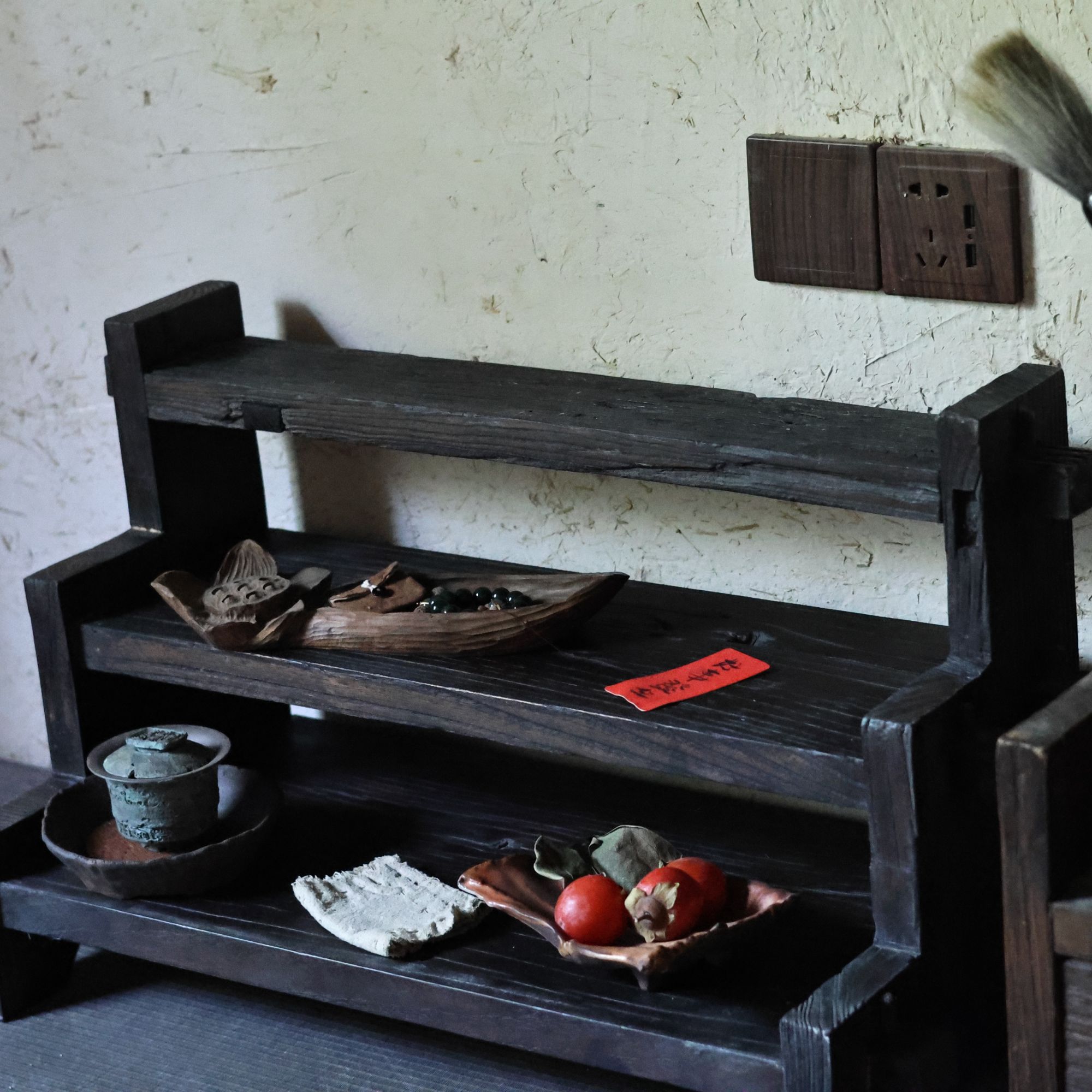 【柿间浅憩】手工*木制*茶台*三层（每个不一）