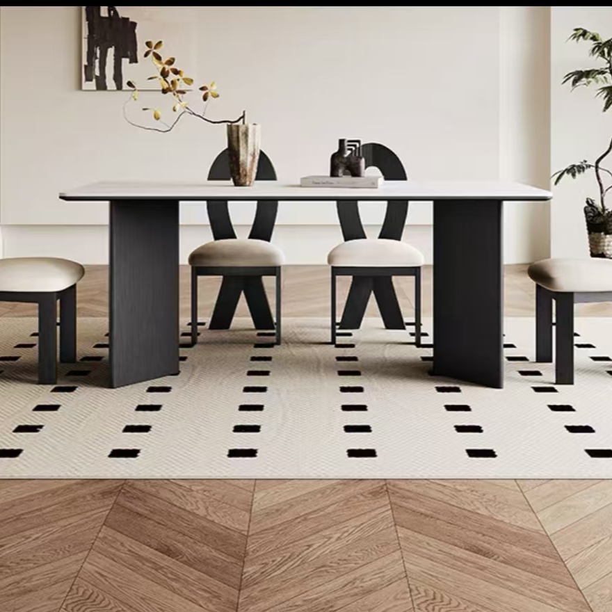 复古轻奢飞雁多色简约饭桌品质餐桌极简长方形饭桌子吃饭桌家用