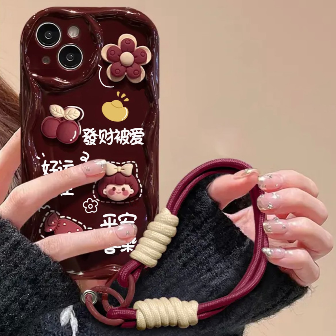 發財被爱公仔适用于iPhone15/14/13手机壳苹果小米vivo华为oppo女