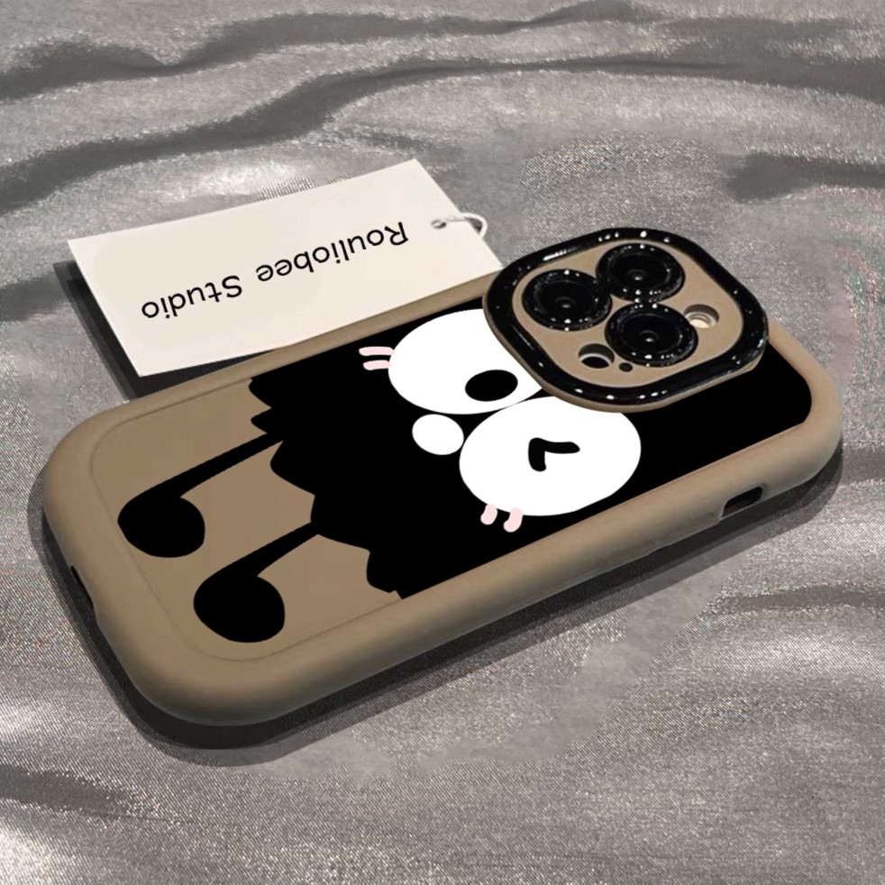 大眼煤球泡芙壳适用iPhone15/14/13手机壳苹果小米vivo华为oppo女