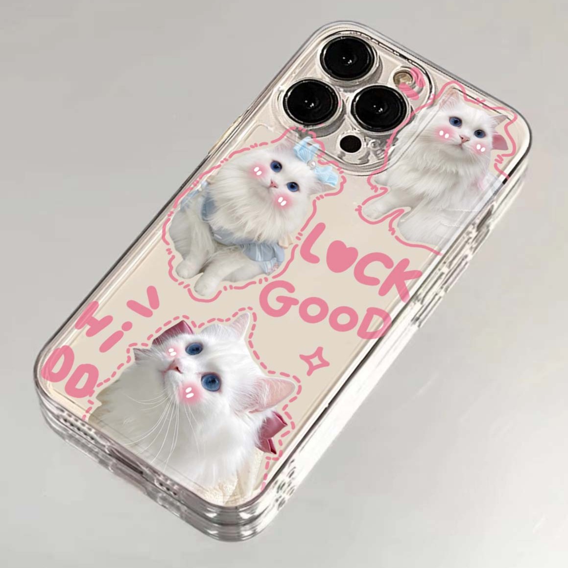 可爱小白猫苹果小米oppovivo华为适用太空壳iPhone12/13/15手机壳