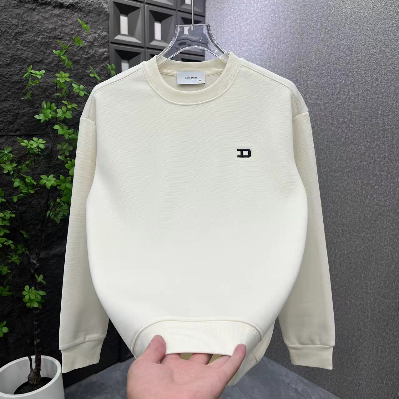 2024秋冬季男士休闲百搭刺绣简约轻奢加棉圆领卫衣006