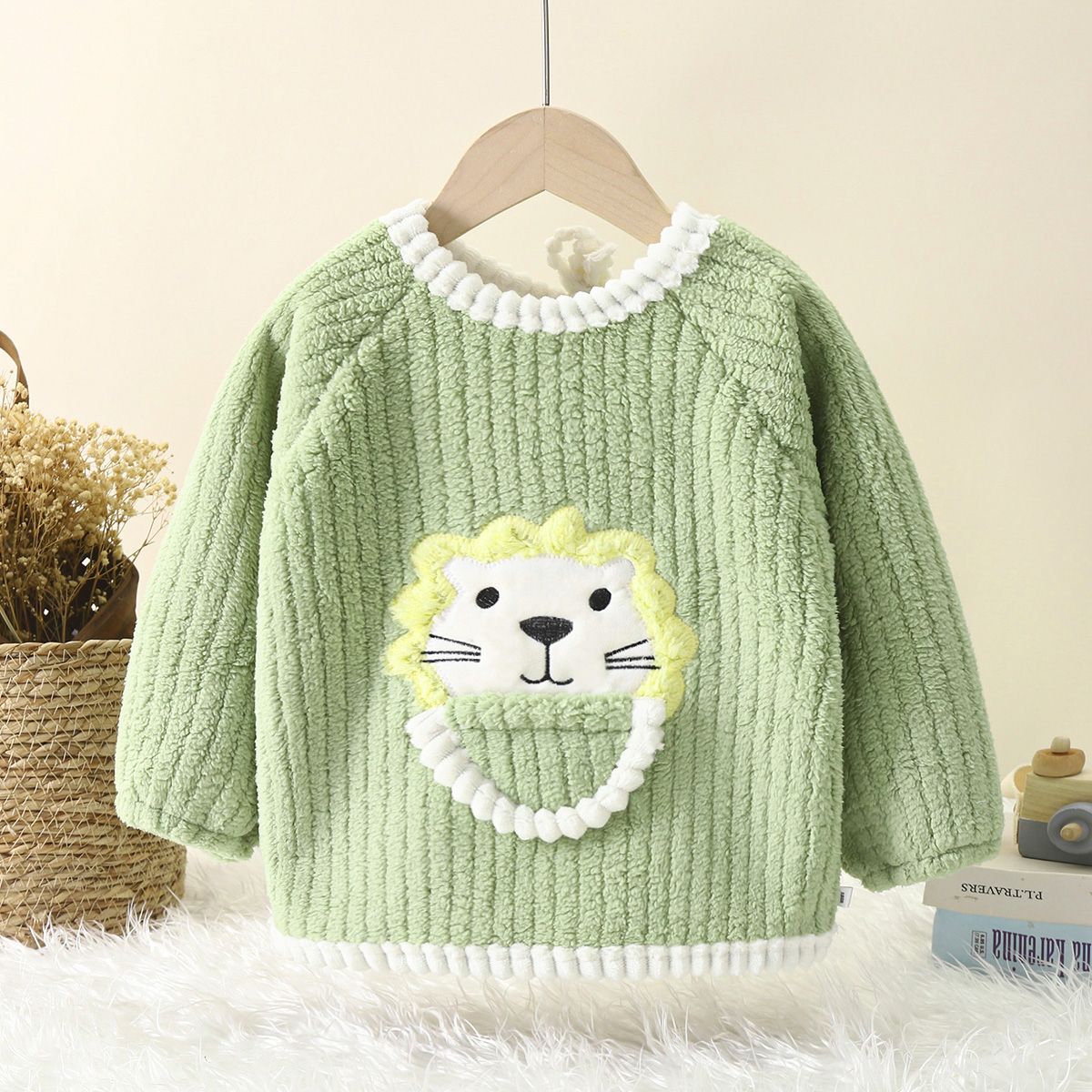 秋冬季幼儿罩衣加厚反穿衣儿童女童男童洋气加绒卡通冬款外穿女宝