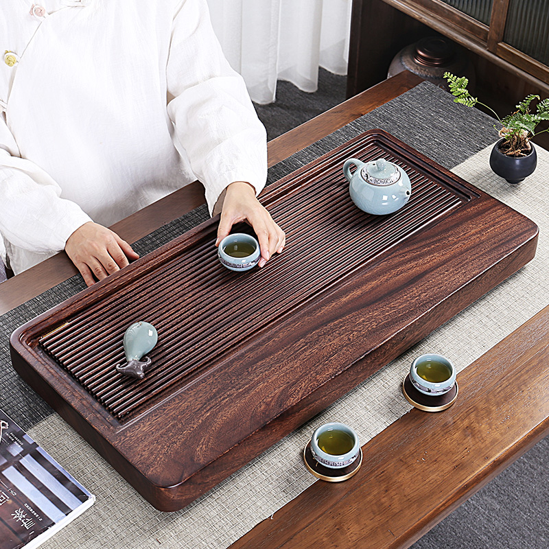 家用实木茶台胡桃木茶盘新中式办公现代休闲简约轻奢排水茶台