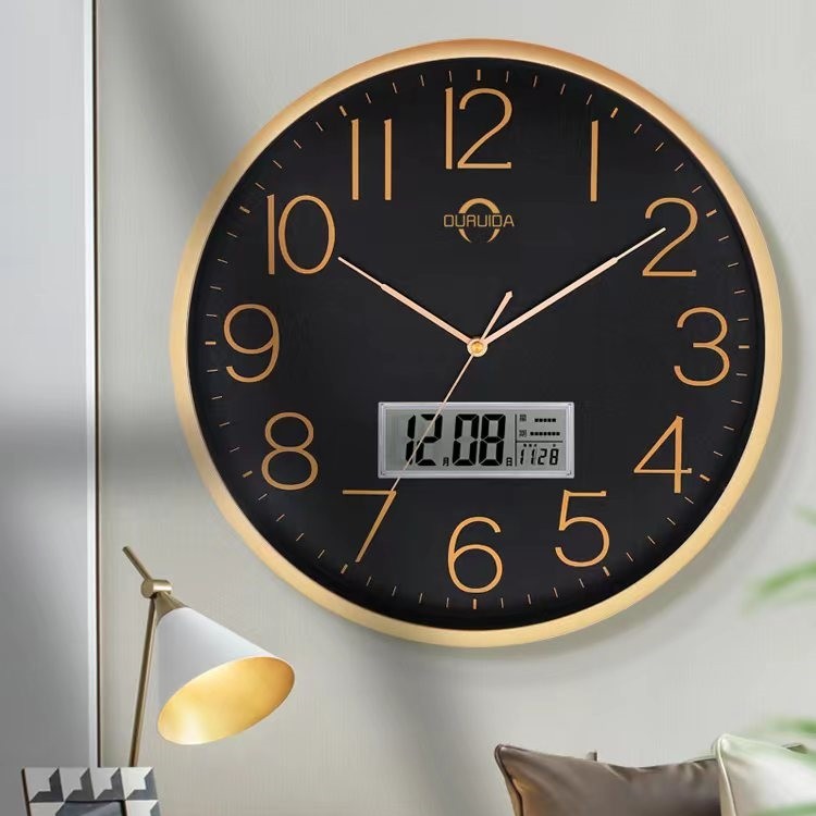 康巴丝客厅家用挂钟静音挂钟时尚简约轻奢风格新中式石英钟免打孔