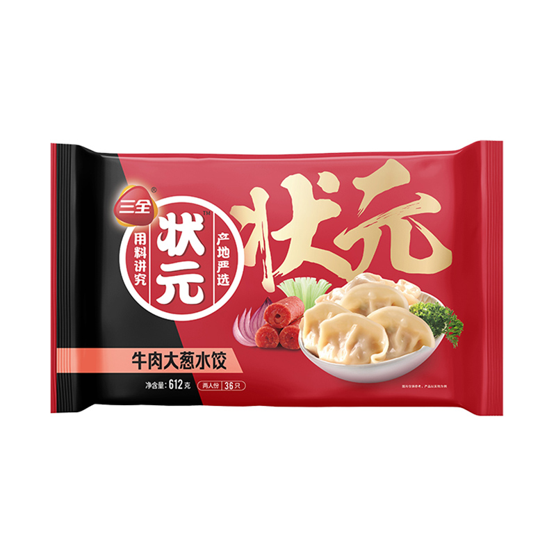 三全状元黄金比例牛肉大葱水饺 618g