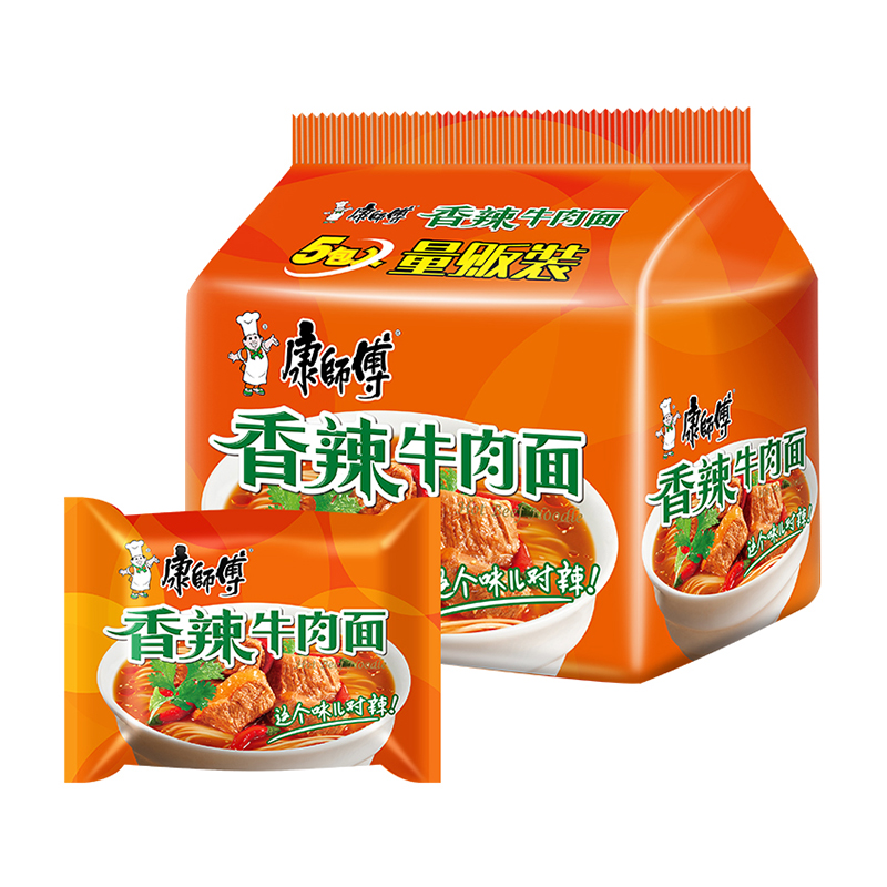 康师傅经典香辣牛肉面 104g*5