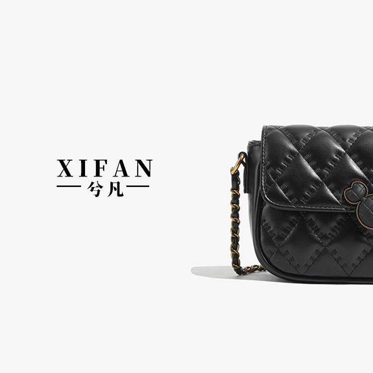 （长20高14厚7）兮凡 秋冬质感复古小众小方包黑色899（无礼盒）