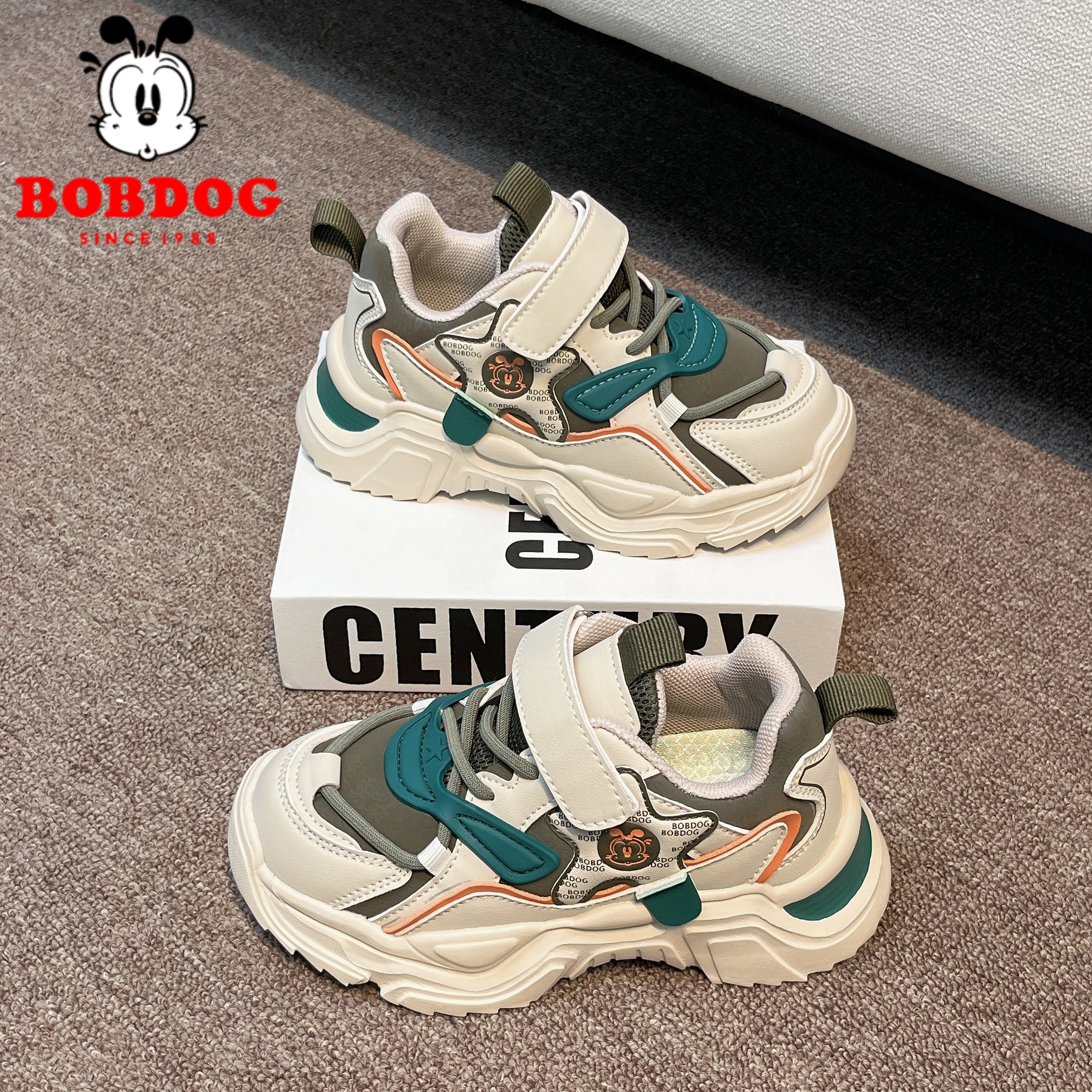 Bobdog/巴布豆2024秋季上新童鞋男女同款休闲轻便老爹鞋