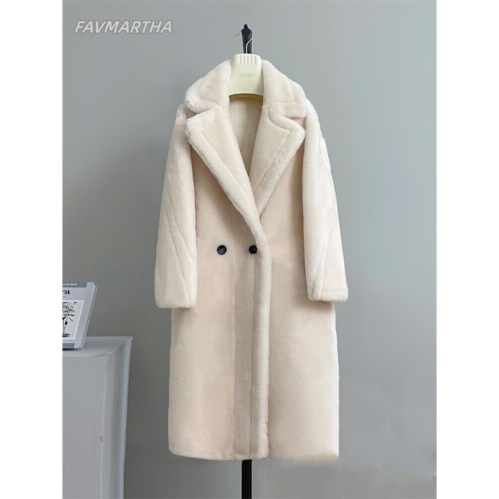FAVMARTHAMAX泰迪熊新款韩版teddy大衣秋冬羊驼绒皮草外套女羊毛