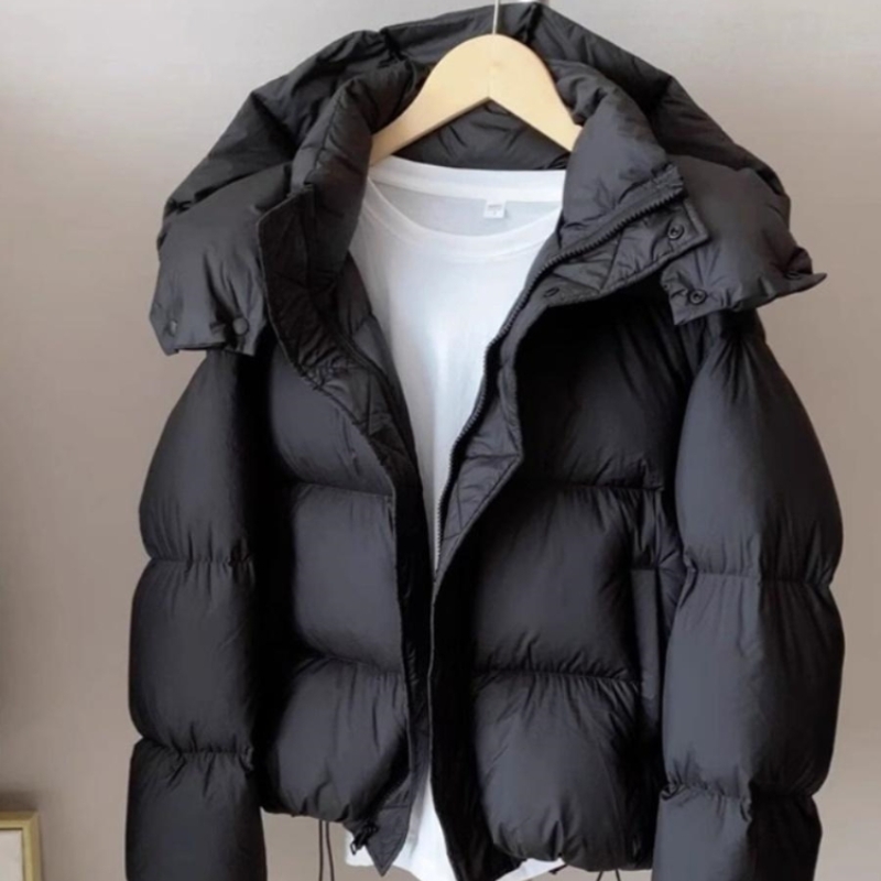 2025年女冬新款超厚短款棉服小个子女款连帽面包服外套