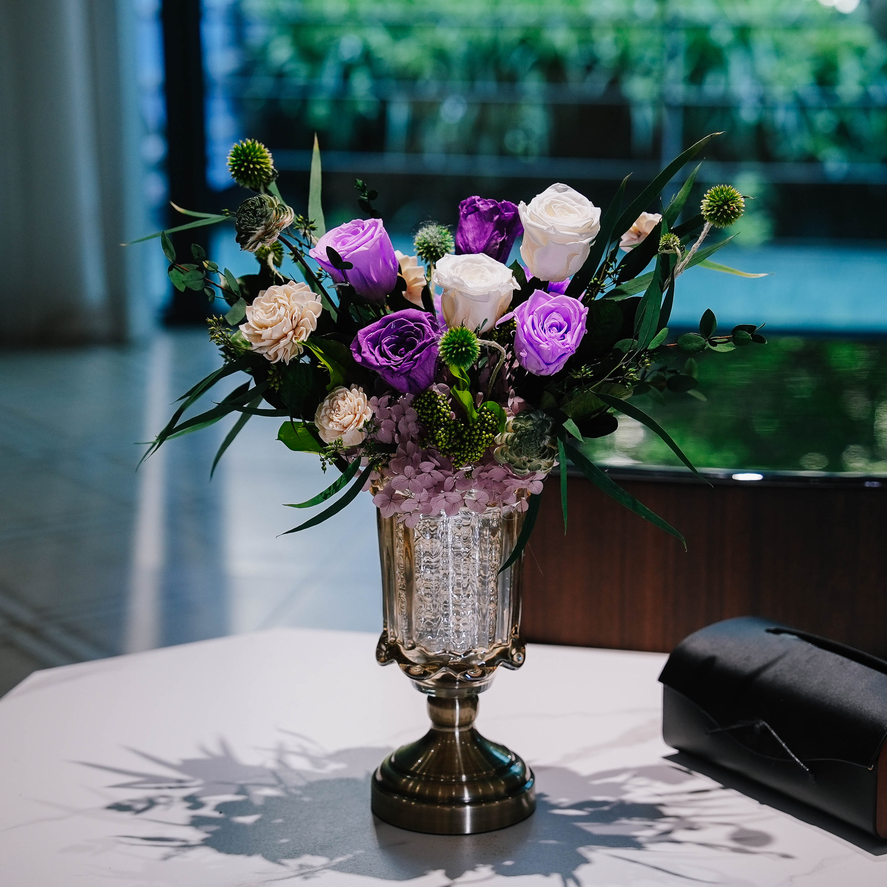 【麓澐宫】永生花玫瑰高奢餐桌茶几玄关电视柜岛台精致桌面摆件