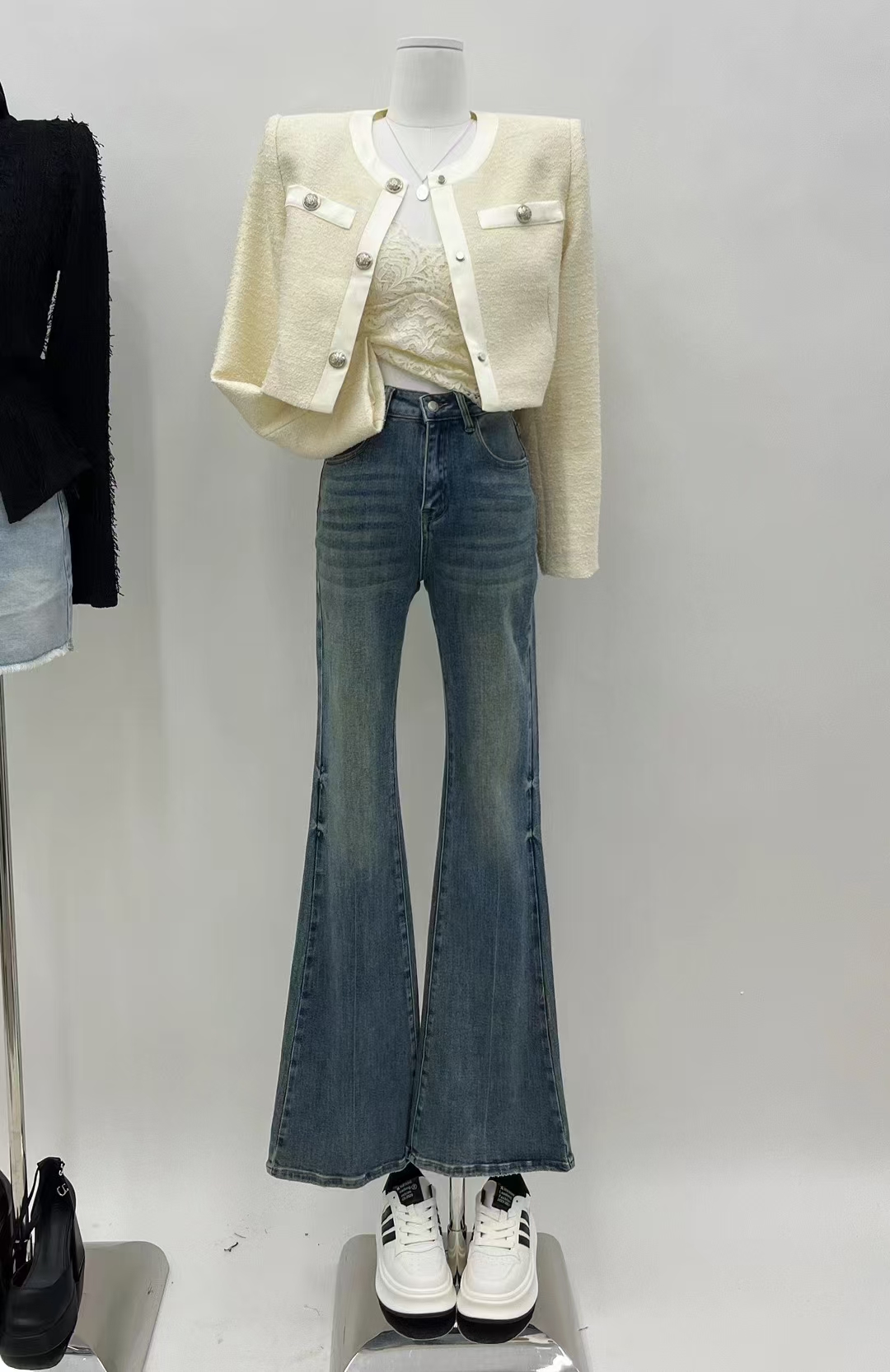 【武】高腰牛仔裤女宽松弹力显瘦2024年冬季新款烟管裤