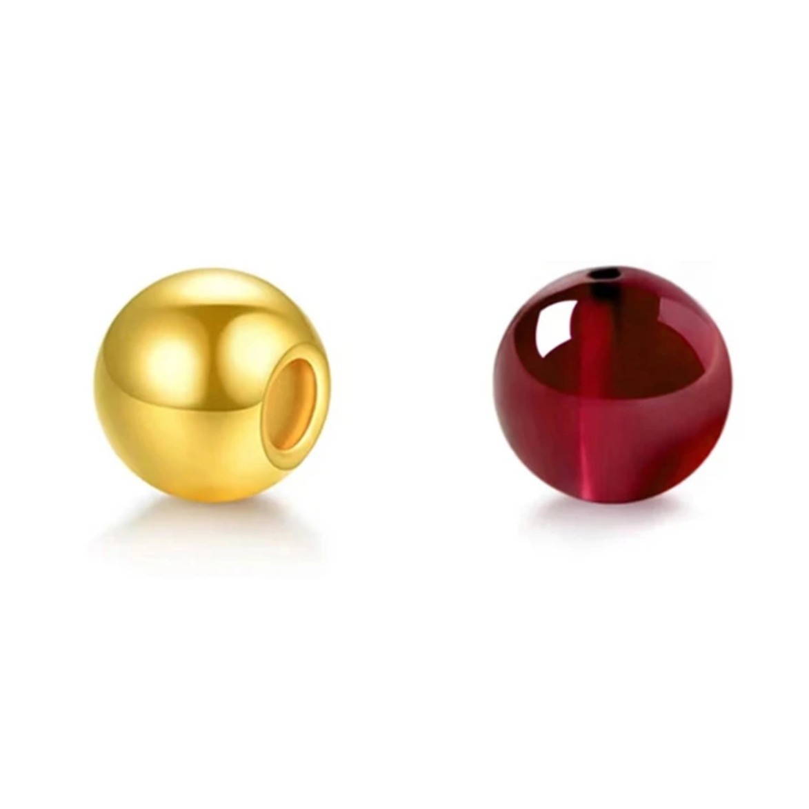 合成石榴石等配珠配真金卡5MM亮面高硬度小金珠配件散珠成品手串