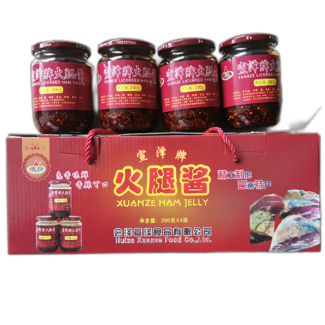 云南会泽宣泽牌火腿酱4瓶/8瓶拌面拌饭辣椒调味礼盒香辣味瓶装