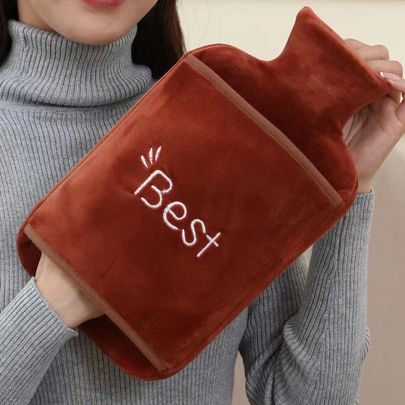 橡胶注水热水袋加厚防爆毛绒暖水袋暖宫暖肚子女生可拆洗暖手宝