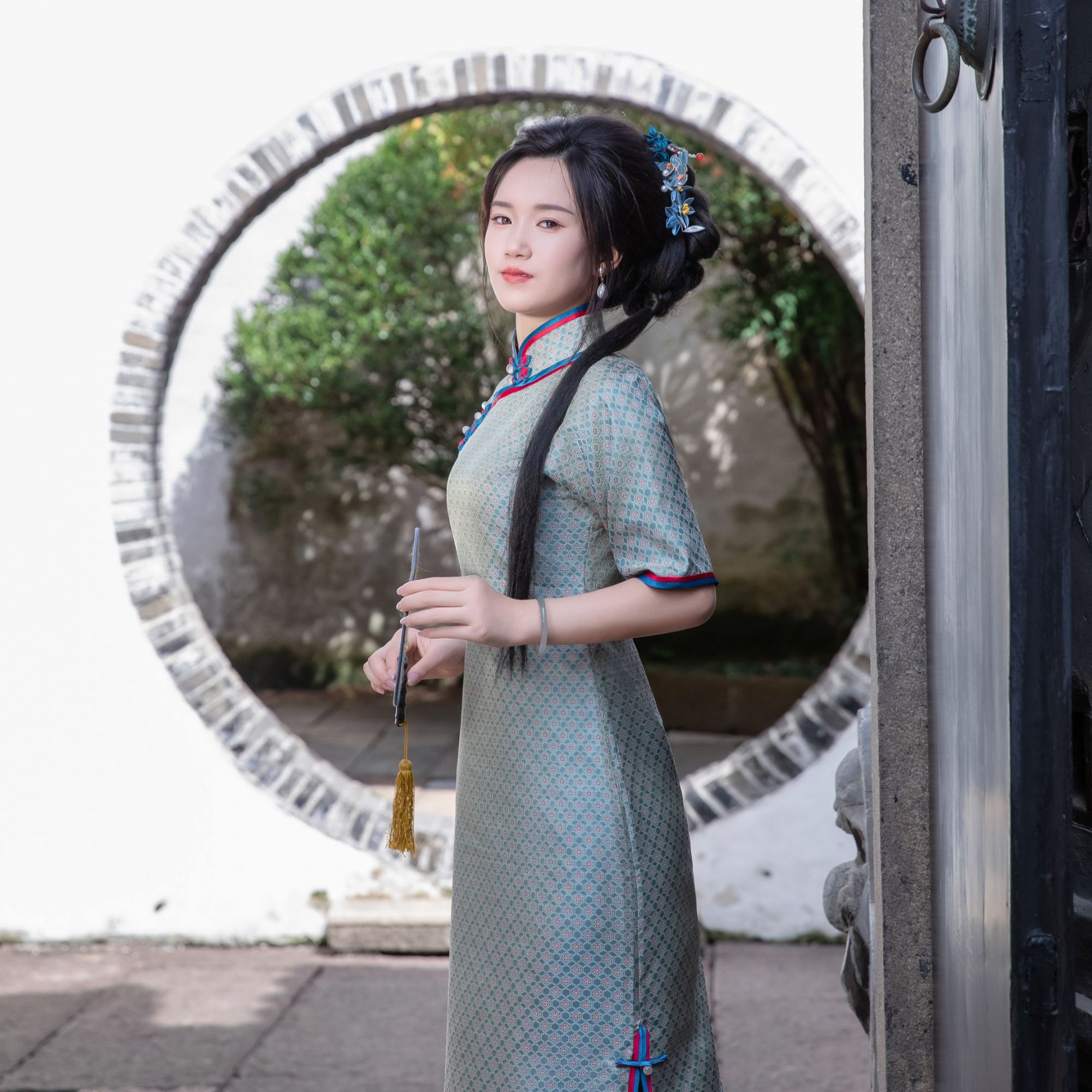 宋锦  楚汉旗袍京派古法纯手工开襟旗袍苏绣旗袍~13