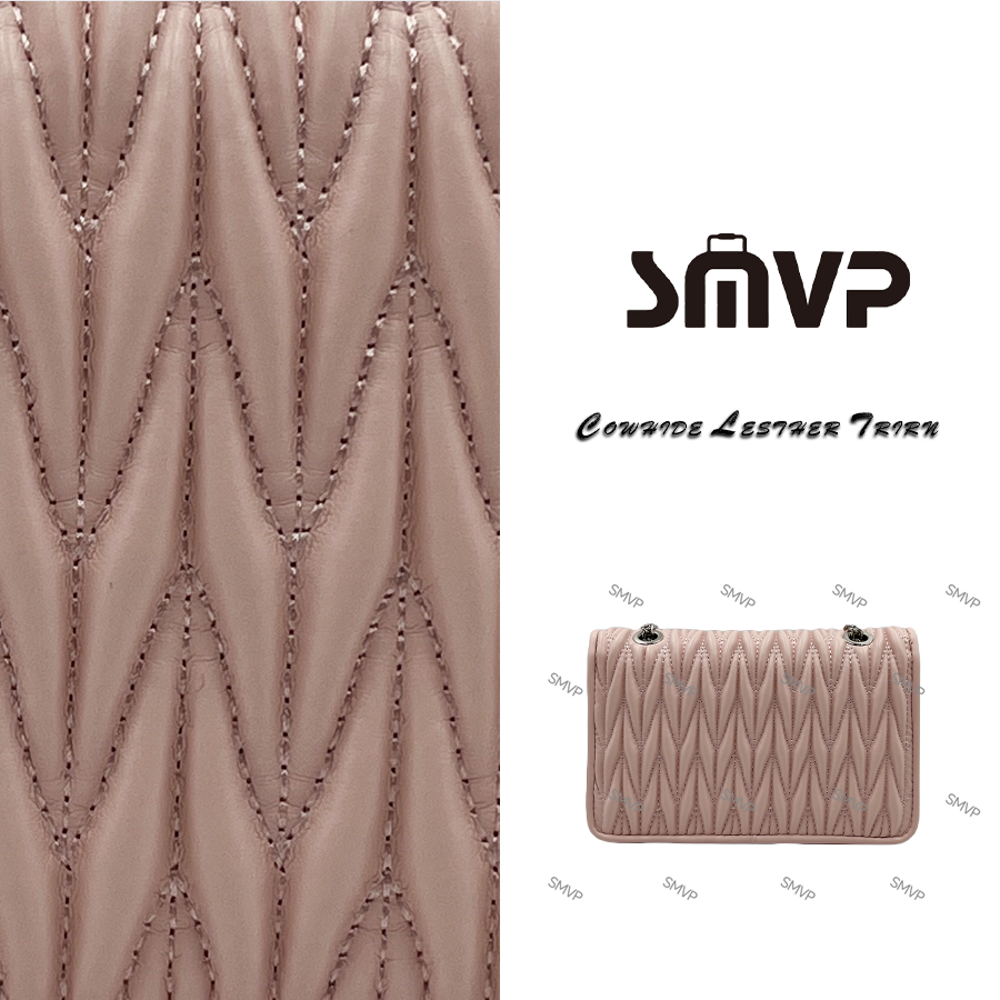 SMVP手工真皮女包 mm褶皱链条包 0194 粉色