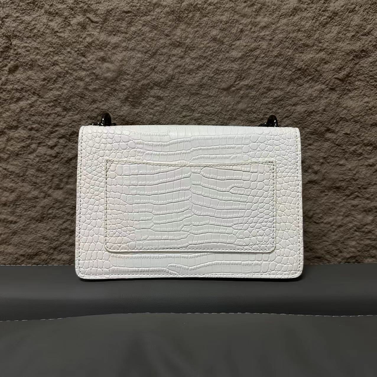 SMVP手工真皮女包 阳鳄鱼纹信封包  035 白色