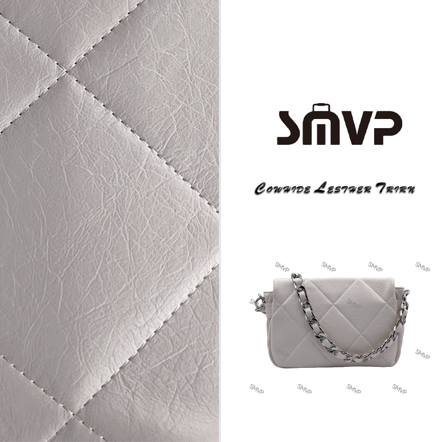 SMVP手工真皮女包 爆裂纹银扣链条包 0273 白色