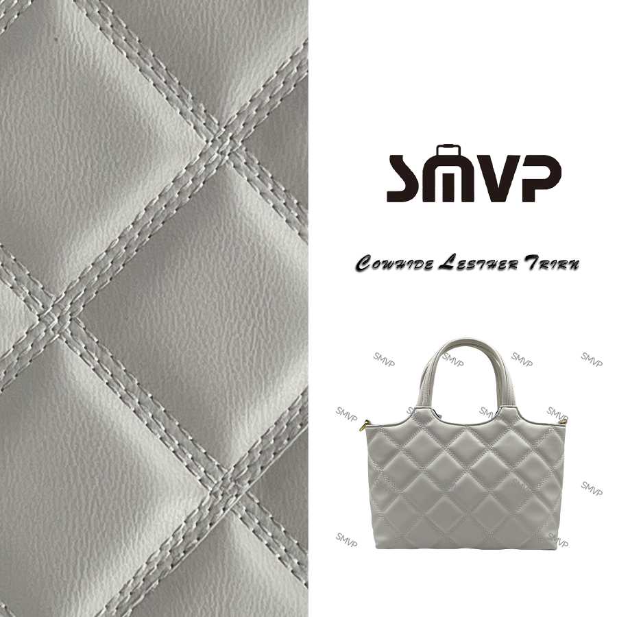 SMVP手工真皮女包 手提菱格菜篮子包 0170 白色