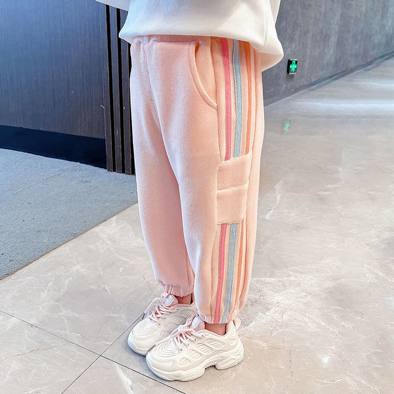 女童裤子2023冬季加厚儿童宝宝秋冬外穿休闲幼儿园加绒束脚运动裤