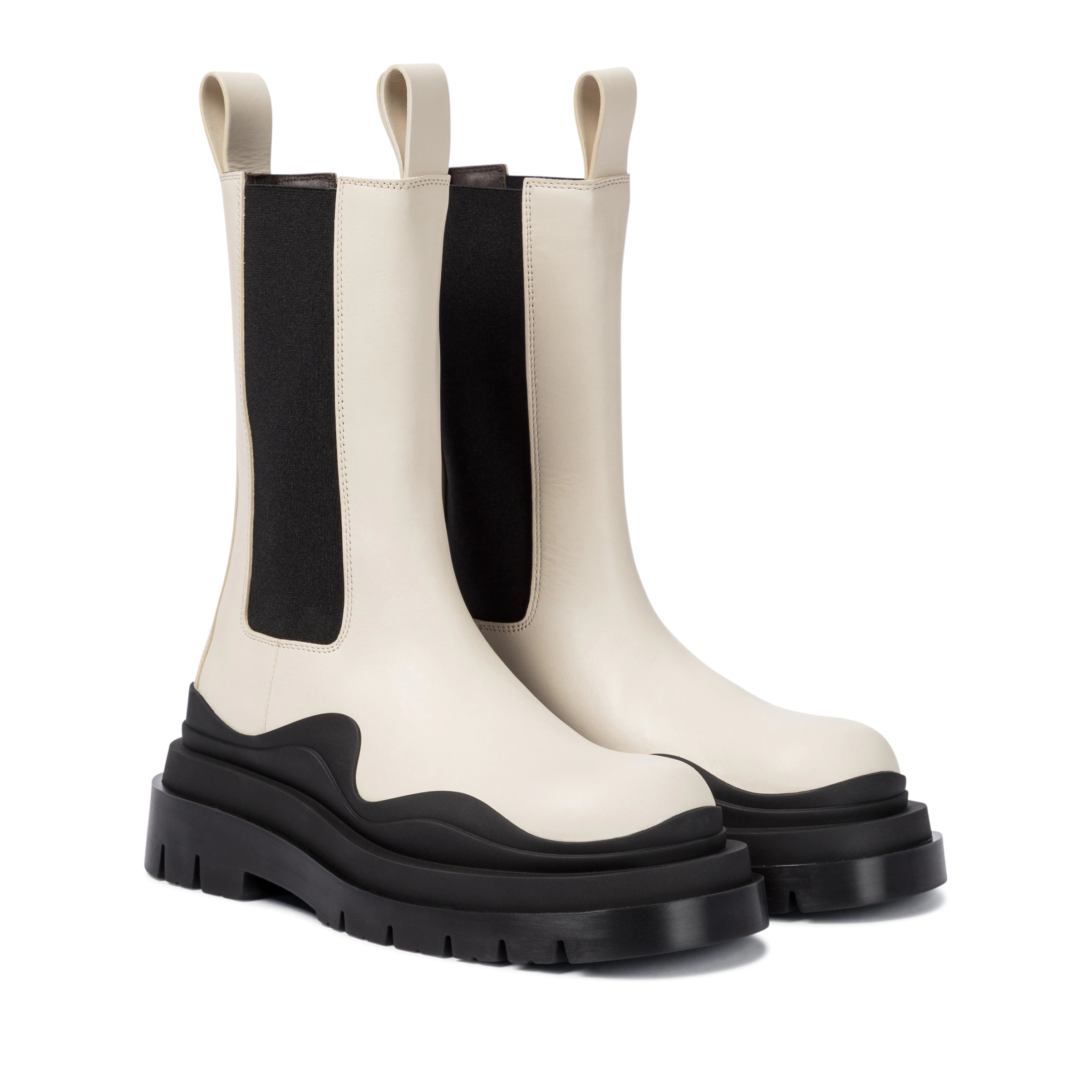 高定女bv靴子白色马丁靴厚底烟筒靴高筒中筒靴时装靴百搭瘦瘦短靴