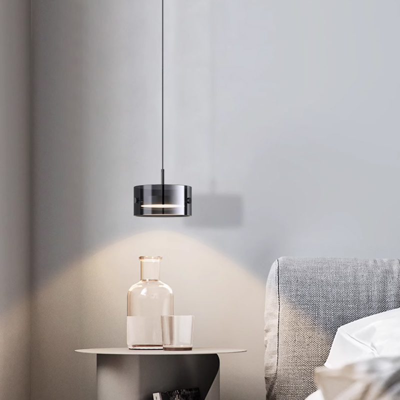 极简卧室床头吊灯现代简约意式吧台小吊灯房间背景墙玻璃吊线灯